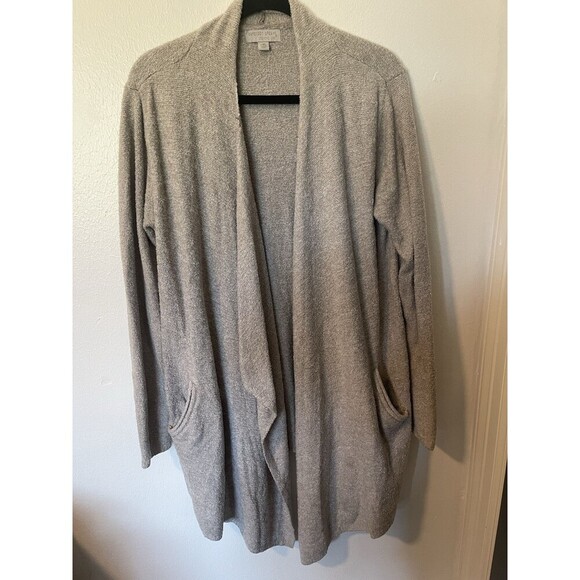 Barefoot Dreams CozyChic Lite Knit Island Wrap Sz L/XL Light Gray Cardigan 903 - Picture 1 of 9